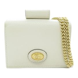 Gucci-Gucci Ivory Leather Chain Wallet Shoulder Bag-Cream