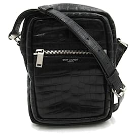 Saint Laurent-Bolso de hombro de cuero negro Saint Laurent-Negro