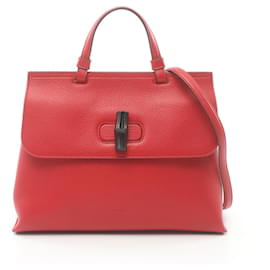 Gucci-Bolsa de mão média Gucci Bamboo Daily-Vermelho