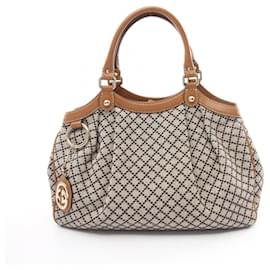 Gucci-Gucci Sukey Diamante Handbag-Brown,Beige