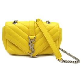 Saint Laurent-Saint Laurent Yellow Leather Chain Shoulder Bag-Yellow