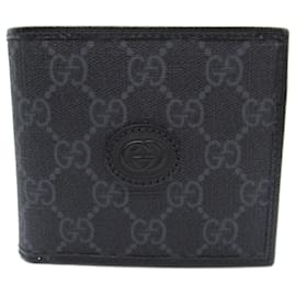 Gucci-Portefeuille bi-fold Gucci en toile noire-Noir