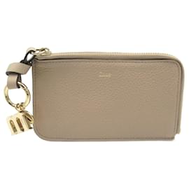 Chloé-Billetera bi-fold de cuero beige Chloé-Beige