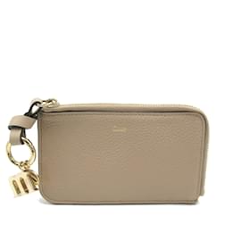 Chloé-Billetera bi-fold de cuero beige Chloé-Beige