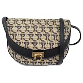 Salvatore Ferragamo-Salvatore Ferragamo Beige and Black Shoulder Bag-Black,Beige