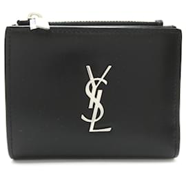 Saint Laurent-Billetera de cuero plegable Saint Laurent-Negro