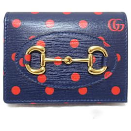 Gucci-Billetera bi-fold de cuero azul marino Gucci-Azul marino