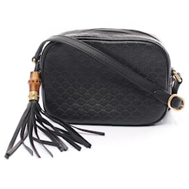 Gucci-Bolsa de Ombro Gucci Micro Guccissima em Bambu-Preto