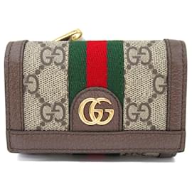 Gucci-Carteira dobrável Gucci em couro bege-Bege