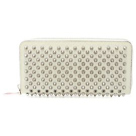 Carteira longa de couro branco Christian Louboutin Branco