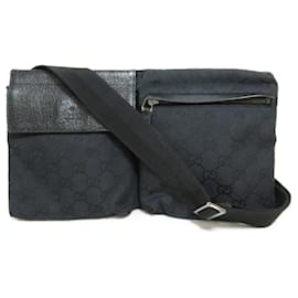 Gucci-Gucci Black Canvas Waist Pouch Bag-Black