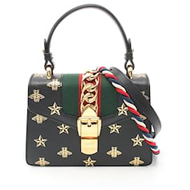 Gucci-Bolso Gucci Sylvie Sherry Line-Negro,Multicolor