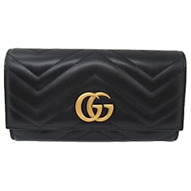 Gucci-Cartera larga de piel acolchada negra Gucci-Negro