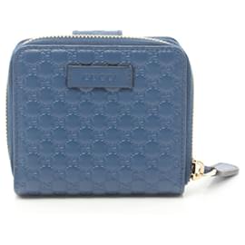 Gucci-Portefeuille bi-fold Micro Guccissima de Gucci-Bleu