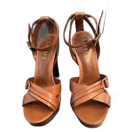 Ralph Lauren Leather Heeled Sandals Brown Light brown Dark brown