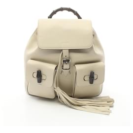 Gucci-Sac à dos en cuir Gucci Bamboo-Blanc