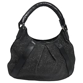 Burberry-BURBERRY Sac à épaule en cuir noir avec clous Auth ti1805-Noir