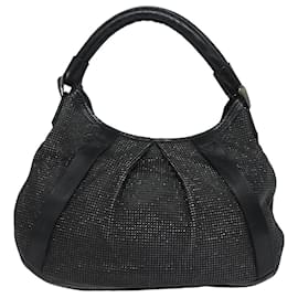 Burberry-BURBERRY Sac à épaule en cuir noir avec clous Auth ti1805-Noir