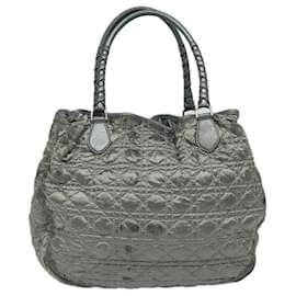 Christian Dior-Christian Dior Lady Dior Canage Hand Bag Nylon Gray Auth 79635-Brown