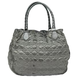 Christian Dior-Sac à main Lady Dior Canage en nylon gris Auth 79635-Marron