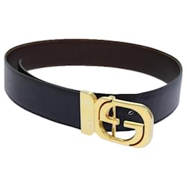 Gucci-Ceinture GUCCI en cuir 37"" noire Auth th5131-Noir