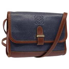 Loewe-LOEWE anagram Sac à épaule Cuir Bleu Marron Auth 83287-Marron,Bleu