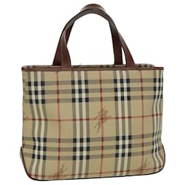 Burberry-Sac à main en PVC beige à carreaux Nova de BURBERRY Auth bs15799-Beige