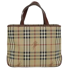 Burberry-Sac à main en PVC beige à carreaux Nova de BURBERRY Auth bs15799-Beige