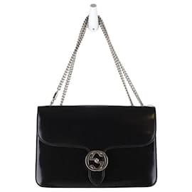 Gucci-Sac à main Interlocking en cuir-Noir