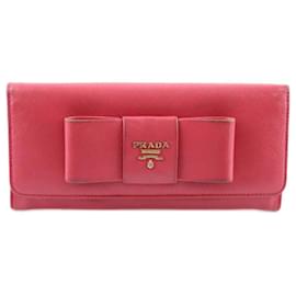 Prada-Portefeuille en cuir-Rose