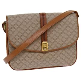 Céline-Sac à épaule en toile Macadam CELINE beige marron Auth 82147-Marron,Beige