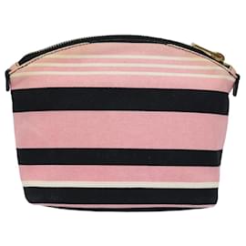 Prada-Pochette Prada en toile rose et noir Auth 82242-Noir,Rose