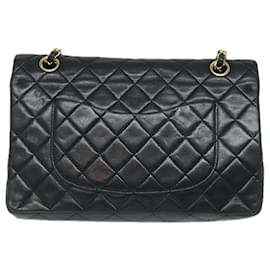 Chanel-CHANEL Matelassé 25 Sac à Chaîne à Fermeture Tournevis Cuir d'Agneau Noir CC Auth yk13533A-Noir