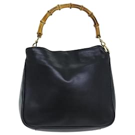 Gucci-Sac à main en cuir GUCCI Bamboo 2 voies noir 001 2113 1638 Auth 81162-Noir