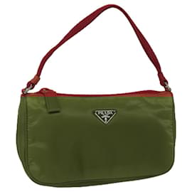 Prada-PRADA Accessory Pouch Nylon Red Auth 81927-Red