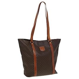 Céline-Sac fourre-tout en toile Macadam CELINE en cuir PVC marron Auth 83250-Marron