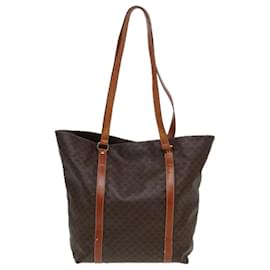 Céline-Sac fourre-tout en toile Macadam CELINE en cuir PVC marron Auth 83250-Marron