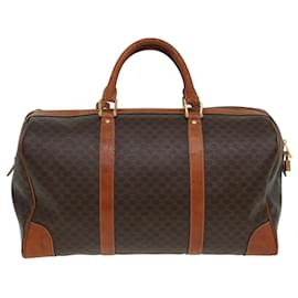 Céline-Sac Boston en toile Macadam CELINE en cuir PVC marron Auth 80956-Marron