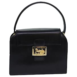Céline-CELINE Hand Bag Leather Black Auth 81636-Black
