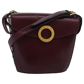 Céline-Sac à bandoulière CELINE Circle en cuir rouge Auth am6497-Rouge