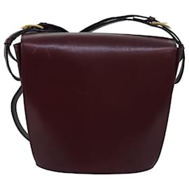 Céline-Sac à bandoulière CELINE Circle en cuir rouge Auth am6497-Rouge