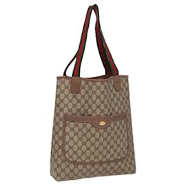 Gucci-Sac tote en toile GG Gucci Sherry Line en PVC cuir beige vert rouge Auth 81946-Rouge,Beige,Vert