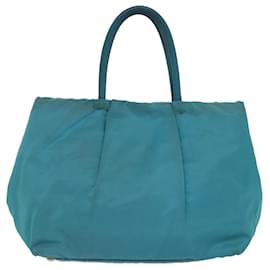 Prada-PRADA Sac à main en nylon bleu turquoise Auth 81466-Turquoise