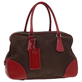 Prada-PRADA Sac Boston Toile Cuir Rouge Auth bs15827-Rouge