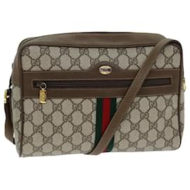 Gucci-Sac à épaule GUCCI GG Canvas Web Sherry Line en cuir PVC beige et rouge Auth yk13472-Rouge,Beige,Vert