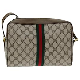 Gucci-Sac à épaule GUCCI GG Canvas Web Sherry Line en cuir PVC beige et rouge Auth yk13472-Rouge,Beige,Vert