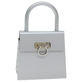 Salvatore Ferragamo-Sac à main Gancini Salvatore Ferragamo en acier inoxydable argent authentique 81633A-Argenté