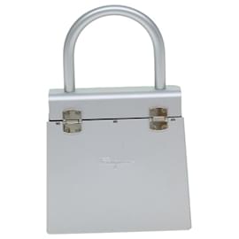 Salvatore Ferragamo-Sac à main Gancini Salvatore Ferragamo en acier inoxydable argent authentique 81633A-Argenté