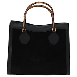 Gucci-Sac à main en cuir noir GUCCI Bamboo 002 1095 0260 Auth 81630-Noir