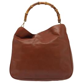 Gucci-Sac à épaule en cuir Gucci Bamboo marron 001 1781 1577 Auth 80180-Marron